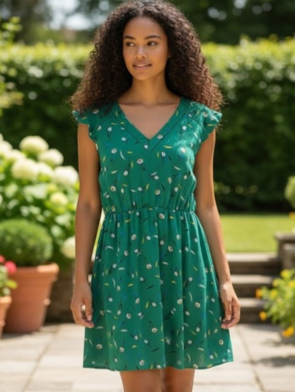 NWT 41 Hawthorne Green Floral Scallop Dress